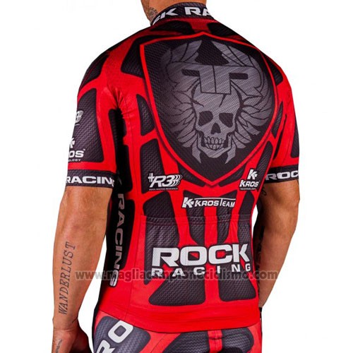 2016 Abbigliamento Ciclismo Rock Racing Rosso e Marrone Manica Corta e Salopette